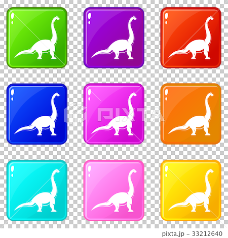 Brachiosaurus dinosaur icons 9 set Brachiosaurus dinosaur icons 9 set 33212640