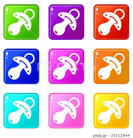 Baby pacifier icons 9 set 33212644