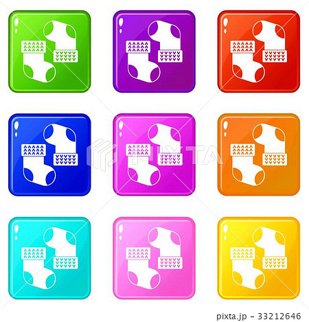 Baby socks icons 9 set Baby socks icons 9 set 33212646