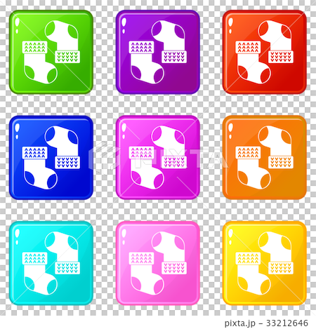 Baby socks icons 9 set Baby socks icons 9 set 33212646