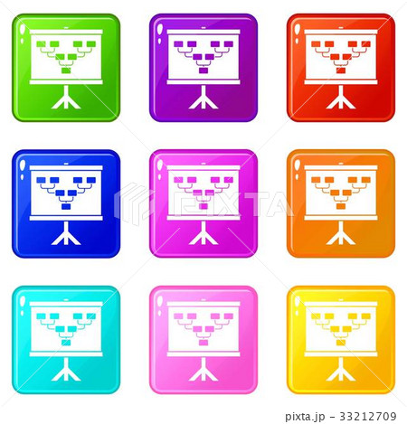 Soccer or football field scheme icons 9 set 33212709