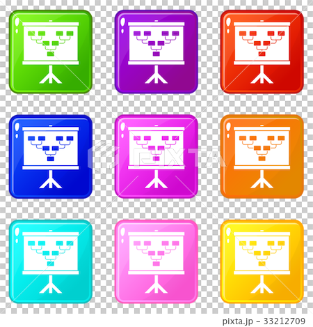 Soccer or football field scheme icons 9 set 33212709