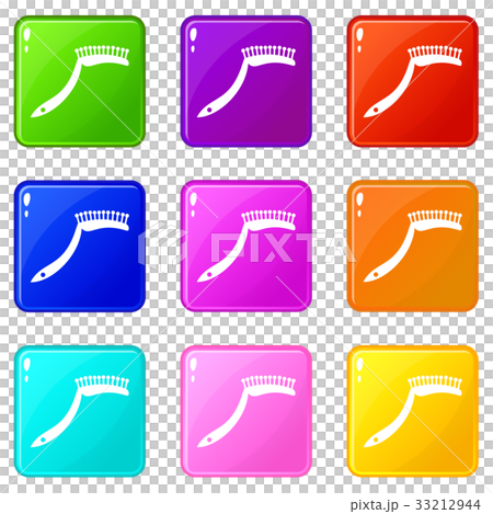 Pet comb icons 9 set 33212944