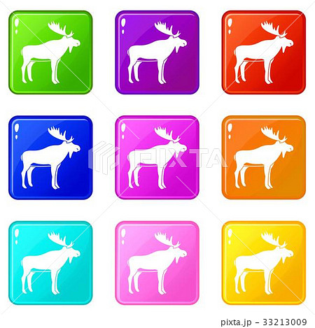 Deer icons 9 set 33213009