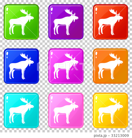 Deer icons 9 set 33213009