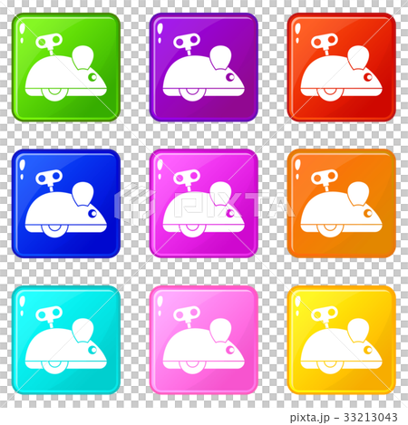 Clockwork mouse icons 9 set 33213043