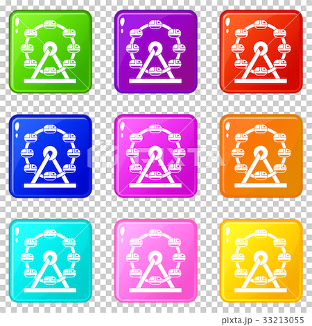Giant ferris wheel icons 9 set 33213055