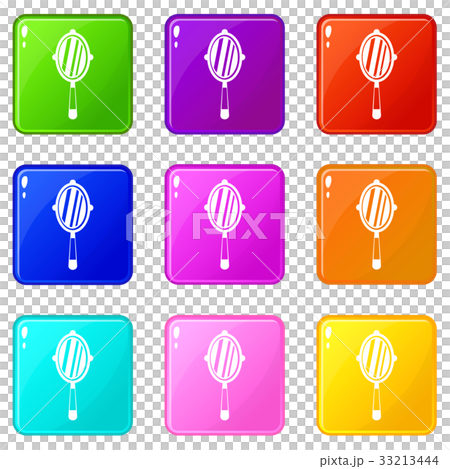 Hand mirror icons 9 set Hand mirror icons 9 set 33213444