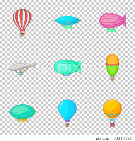 Different air transport icons set, cartoon style Different air transport icons set, cartoon style 33214188