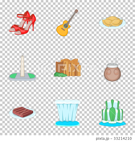 Argentina festival icons set, cartoon style Argentina festival icons set, cartoon style 33214210