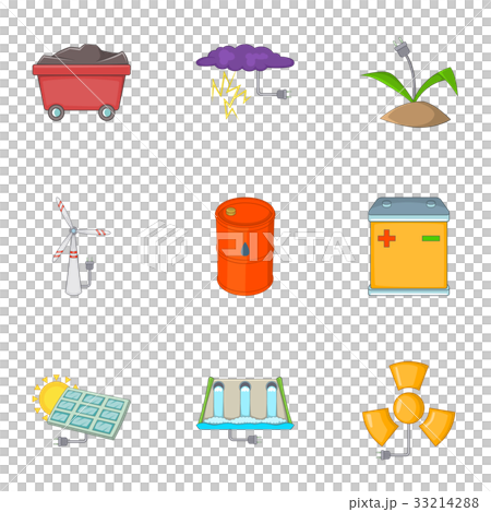 Eco energy icons set, cartoon style Eco energy icons set, cartoon style 33214288