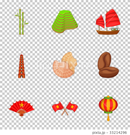 Vietnam icons set, cartoon style Vietnam icons set, cartoon style 33214296