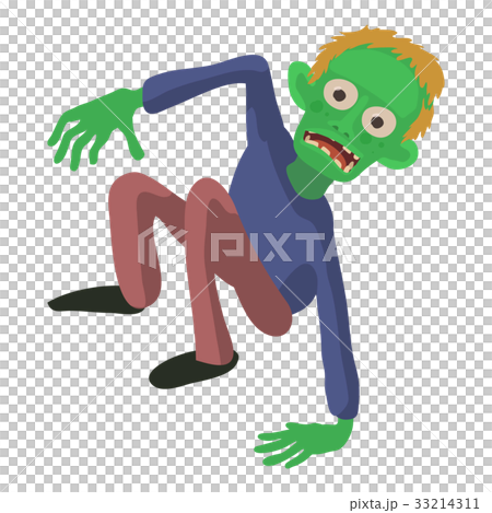 Zombie on the floor icon, cartoon style 33214311