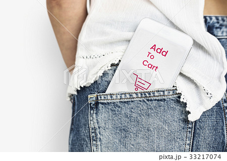 Network graphic overlay digital device in jeans pocket 33217074