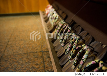 japan traditional komageta clogs on wood frame 33217891