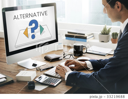 Man working on computer network graphic overlay Man working on computer network graphic overlay 33219688