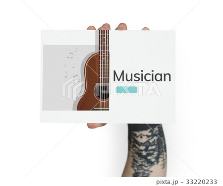 Hand hold music concept card Hand hold music concept card 33220233