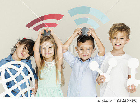 Little Children Holding Technology Symbols 33220790