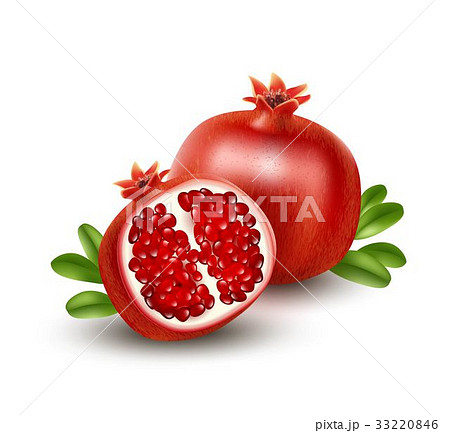 Realistic Pomegranate or garnet on the white 33220846