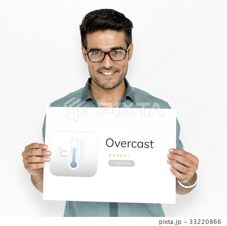 Man holding billboard network graphic overlay 33220866