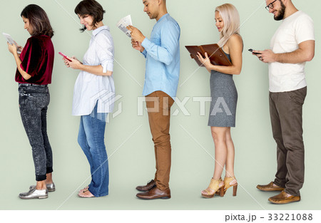 Group of Diverse People Line Up Lifestyle Group of Diverse People Line Up Lifestyle 33221088