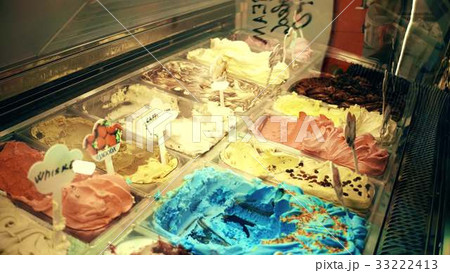 Colorful ice cream showcase in a tourist place 33222413