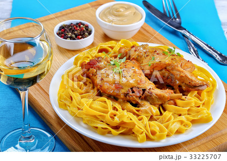 Rabbit Cooked with mustard and wine 33225707