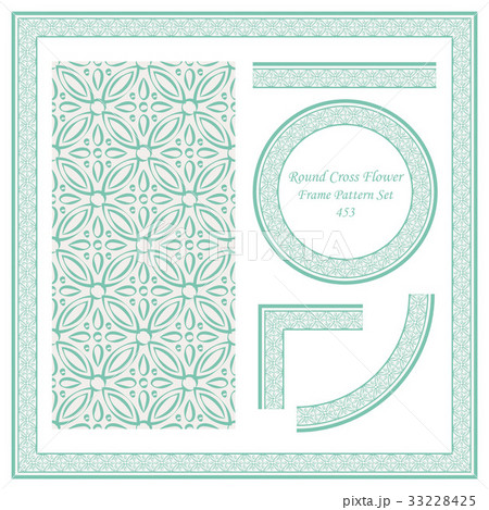 Vintage Border Pattern of Round Cross Flower 33228425
