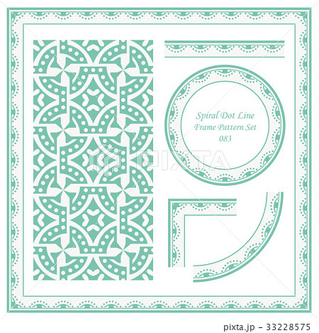 Vintage Frame Pattern Set of Spiral Round Dot Line Vintage Frame Pattern Set of Spiral Round Dot Line 33228575