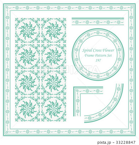 Vintage Frame Pattern Set of Spiral Cross Flower 33228847