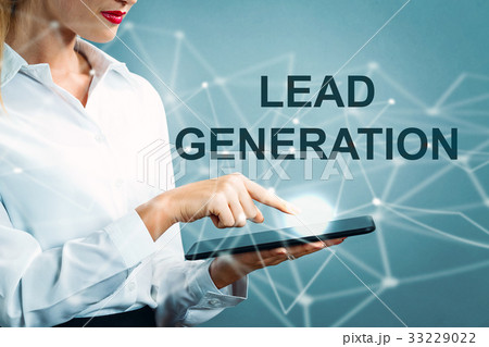 Lead Generation text with business woman 33229022