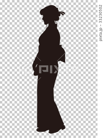 Yukata好的妙語節日舞蹈節日Yukata等待的婦女的剪影婦女 33230502