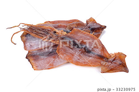 Dried squid on white background Dried squid on white background 33230975