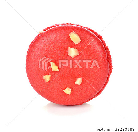 Tasty macaroon on white background. 33230988