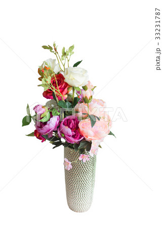 Bouquet flower in the vase on the brown background Bouquet flower in the vase on the brown background 33231787