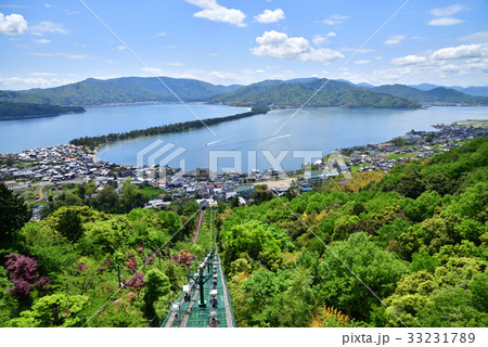 傘松公園駅スカイデッキから登行リフトと天橋立の眺め 33231789