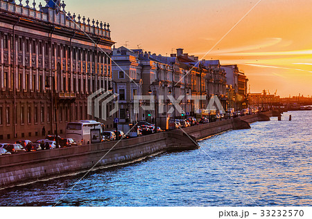 The camera slowly focuses on night old European The camera slowly focuses on night old European 33232570