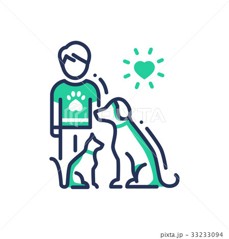 Animals Help - modern vector line design singleのイラスト素材 [33233094] - PIXTA