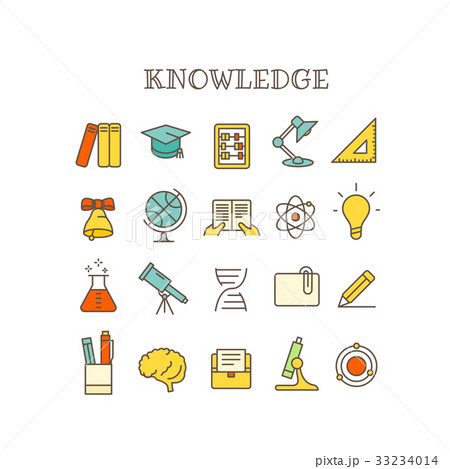 Different Knowledge Thin Line Color Icons のイラスト素材