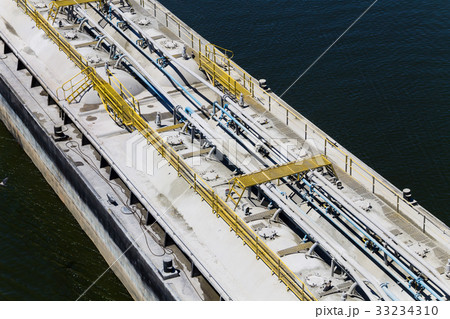 Barge floating on the Dnieper river Barge floating on the Dnieper river 33234310