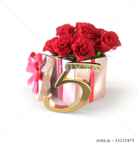 birthday concept with red roses in gift isolated birthday concept with red roses in gift isolated 33235875