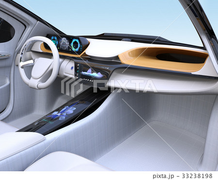 ワイヤーフレーム付きの電気自動車のインパネイメージ 33238198