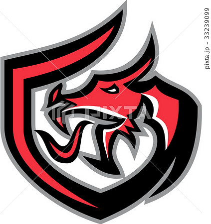 Dragon Breathing Fire Side Shield Retro Dragon Breathing Fire Side Shield Retro 33239099