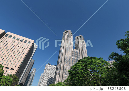 東京都庁と周辺のビル群と青空 東京都庁と周辺のビル群と青空 33243808