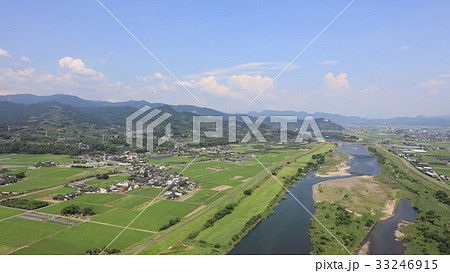 [空撮]福岡県朝倉市　九州北部豪雨前2016年7月の朝倉市 33246915