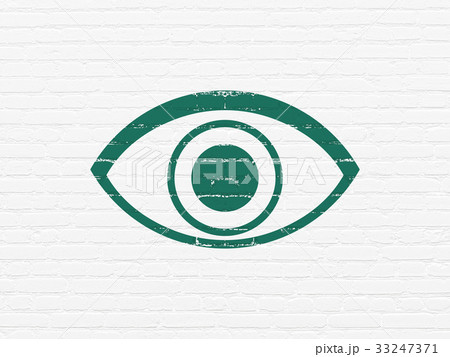 Protection concept: Eye on wall background 33247371