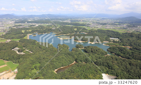 [空撮]福岡県飯塚市久保白（旧桂川町）　夏の久保白ダム 33247620