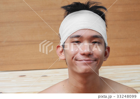 Young man with trauma of head by Medical bandage  33248099