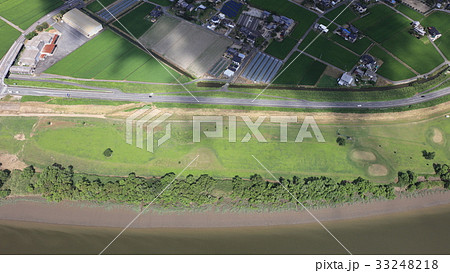 [空撮]筑後川天建寺橋（てんけんじばし）佐賀県三養基郡みやき町・福岡県久留米市 33248218