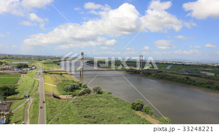 [空撮]筑後川天建寺橋（てんけんじばし）佐賀県三養基郡みやき町・福岡県久留米市 33248221